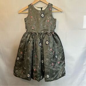 Chasing Fireflies Floral Embroidered Organza Satin Girls Party Dress